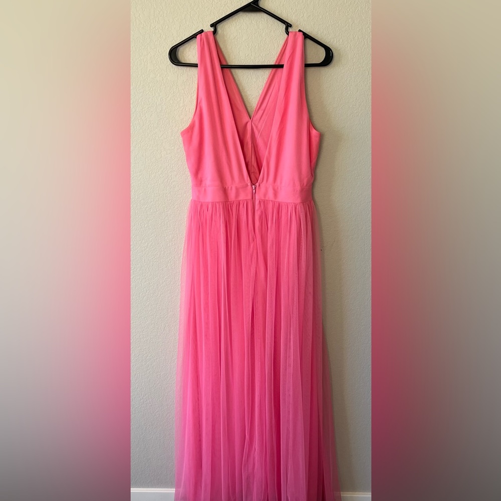 Bridget Double Slit Dress - a fun bright pink floor length dress